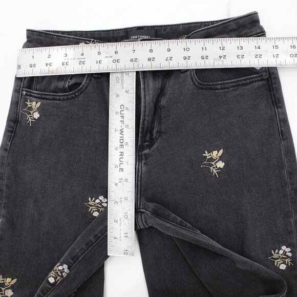 Driftwood Jeans Womens 27 Gizelle Embroidered Floral Crop Mid Rise Black Denim - Picture 6 of 13